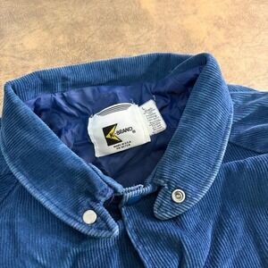 K-Brand Corduroy Bomber Jacket Mens L Blue Vintage Snap Front Made in USA